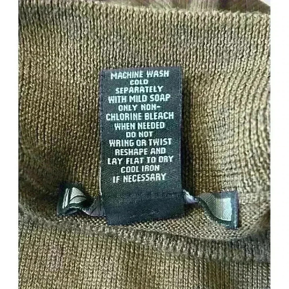 Mazzoni Mens Lg Brown Mock Neck Long Sleeve Acrylic Wool Sweater Lightweight - Picture 6 of 8